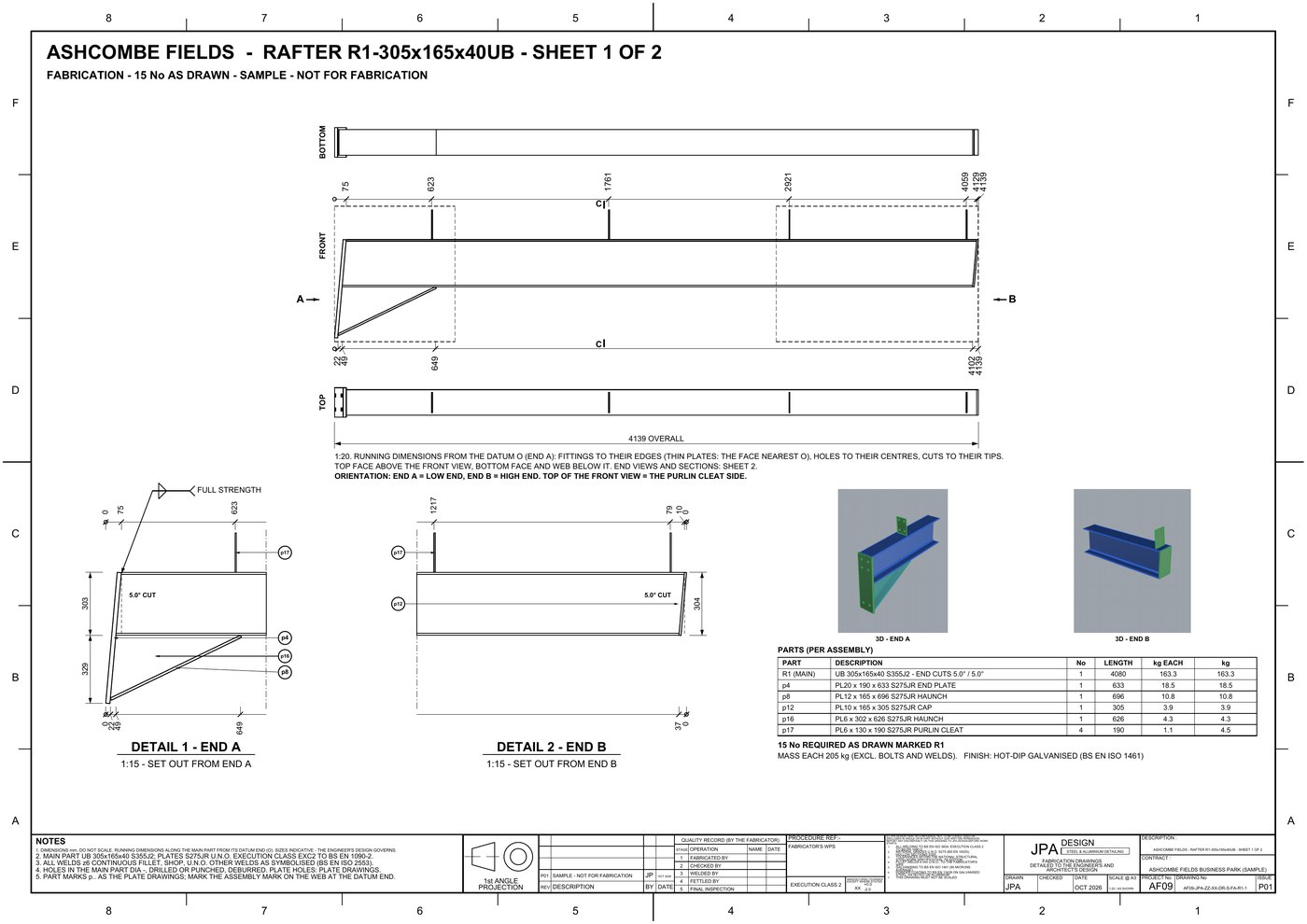 AF09-FA-R1-1 Rafter R1 assembly