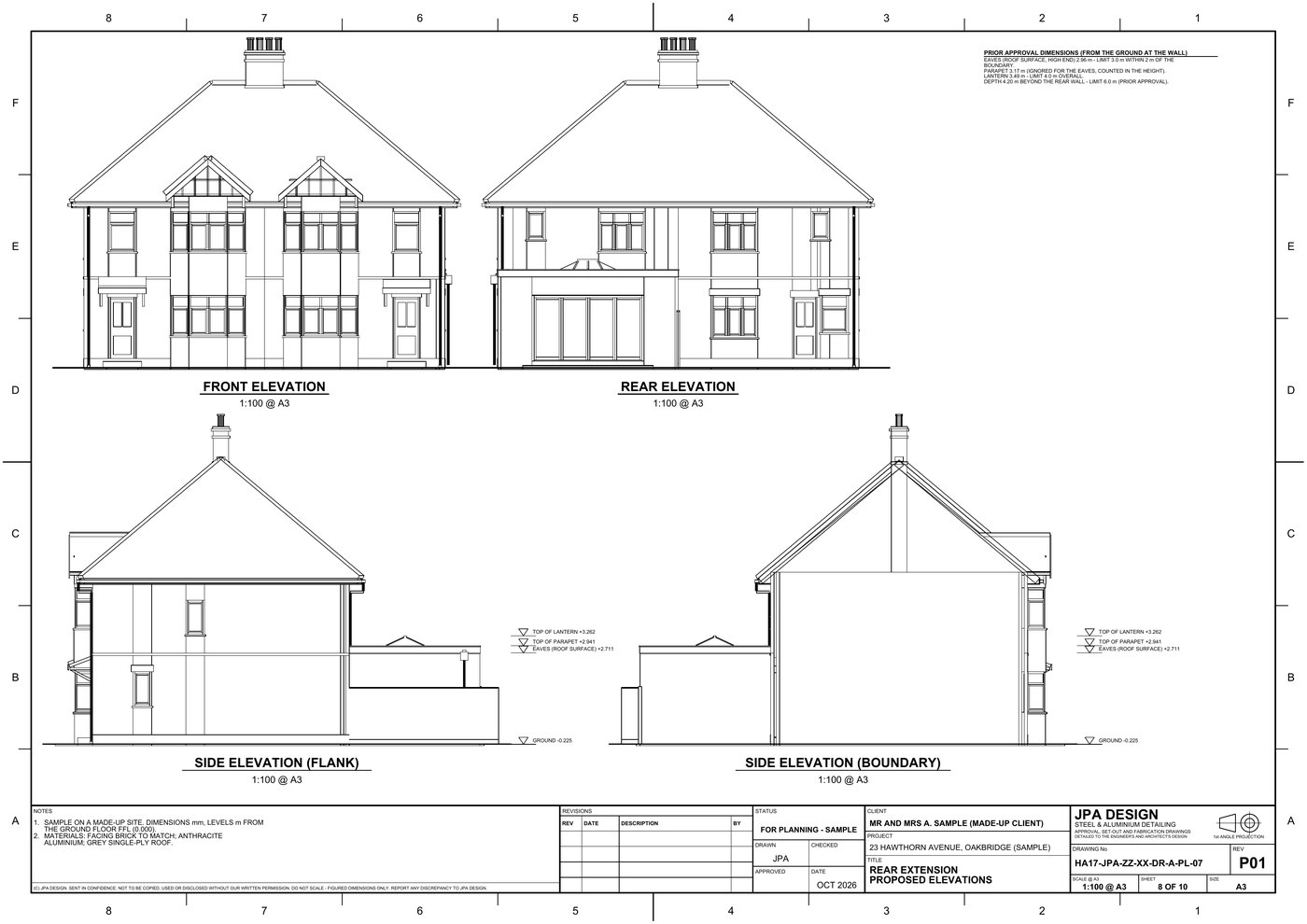 HA17-PL-07 Proposed elevations with the prior approval heights