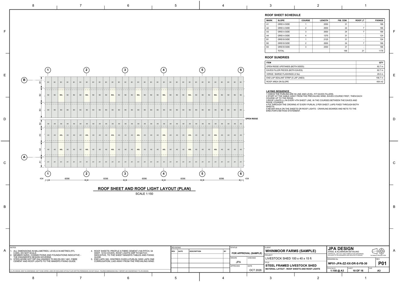 MF01-FB-30 Roof sheets and roof lights in courses