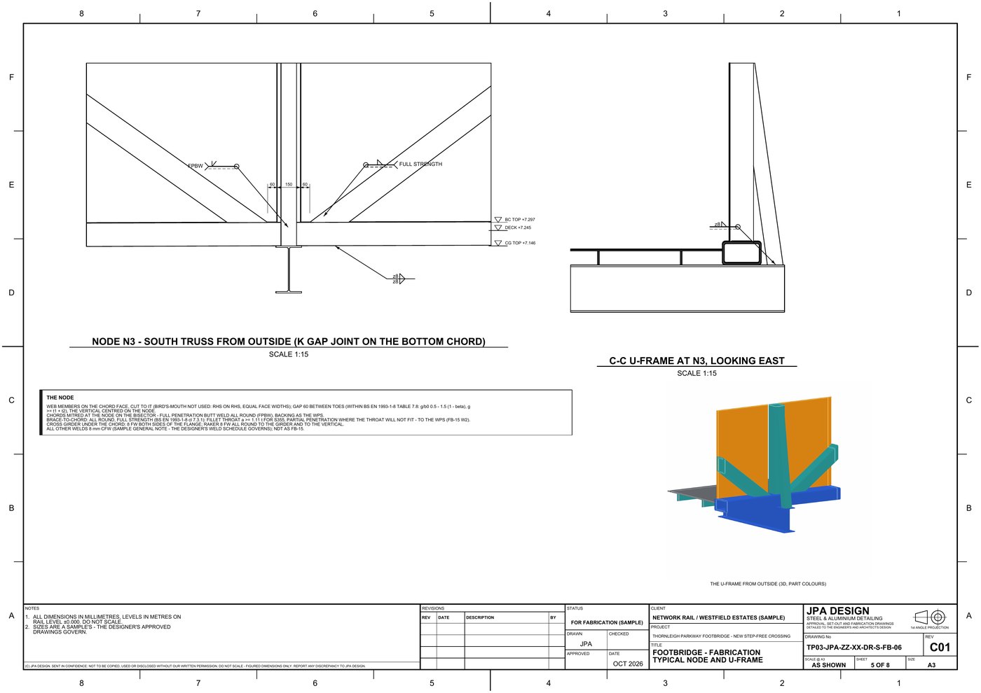 TP03-FB-06 Node and U-frame, weld symbols
